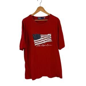 Polo Ralph Lauren American Flag Graphic T-Shirt‎ Red 1XB Patriotic USA